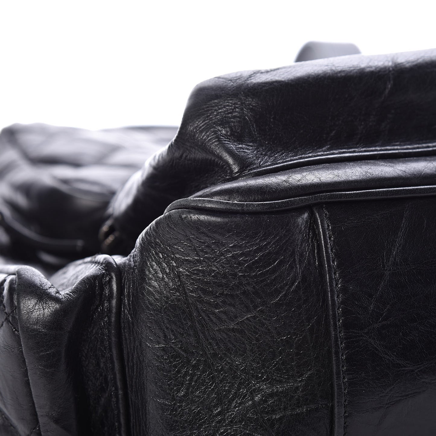 Aged Calfskin Quilted Large Casual Rock Backpack Black