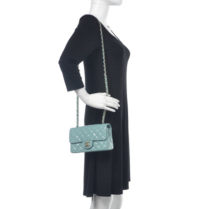 Chanel Patent Calfskin Quilted Mini Rectangular Flap Light Blue 2 of 10