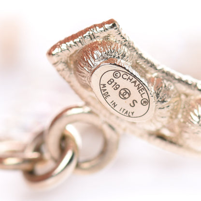Chanel Crystal Cha-Nel Logo Drop Earrings Gold 4 of 5