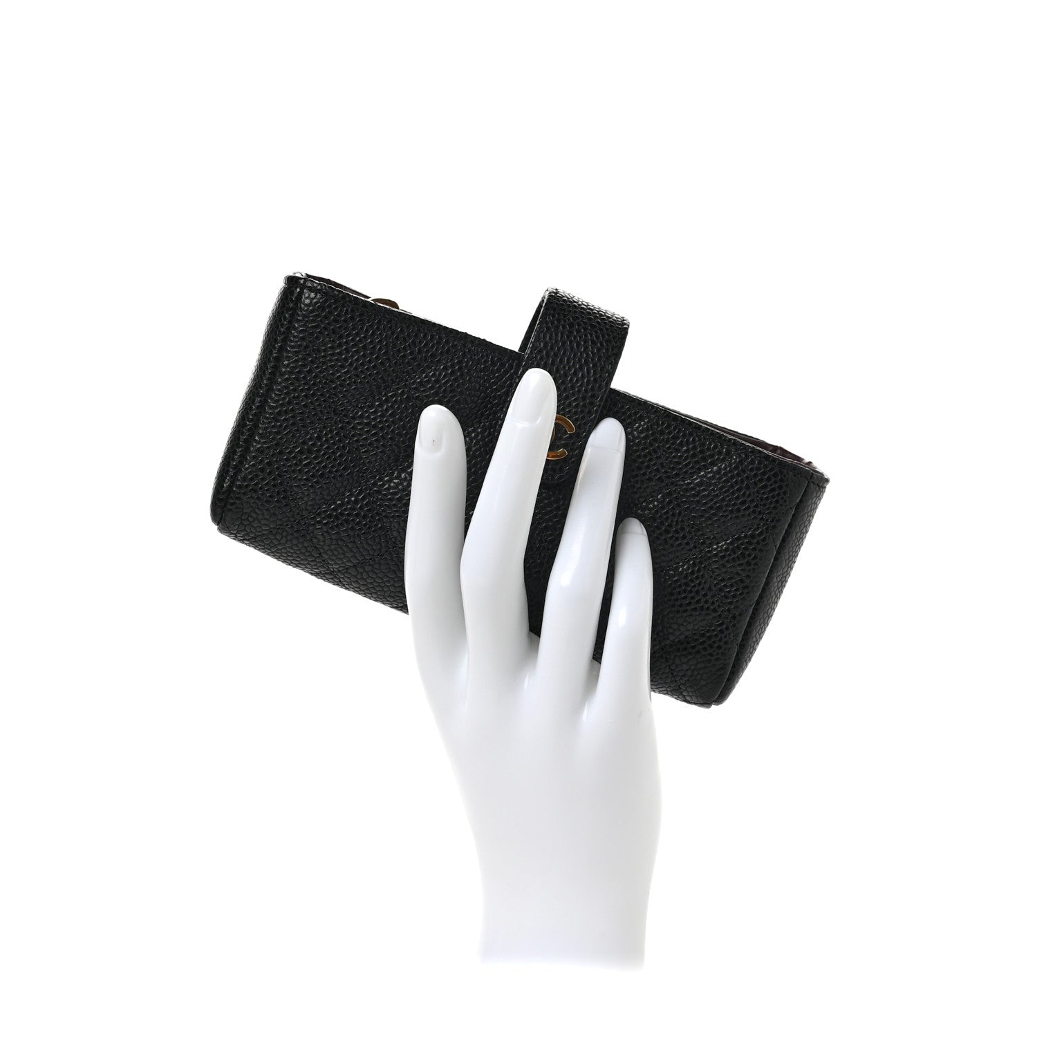 Chanel Caviar Quilted Mini Phone Holder Clutch Black 2 of 7