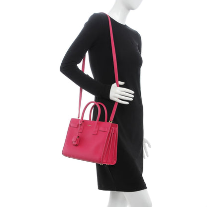 Saint Laurent Grained Calfskin Baby Sac De Jour Lipstick Fuchsia 2 of 8