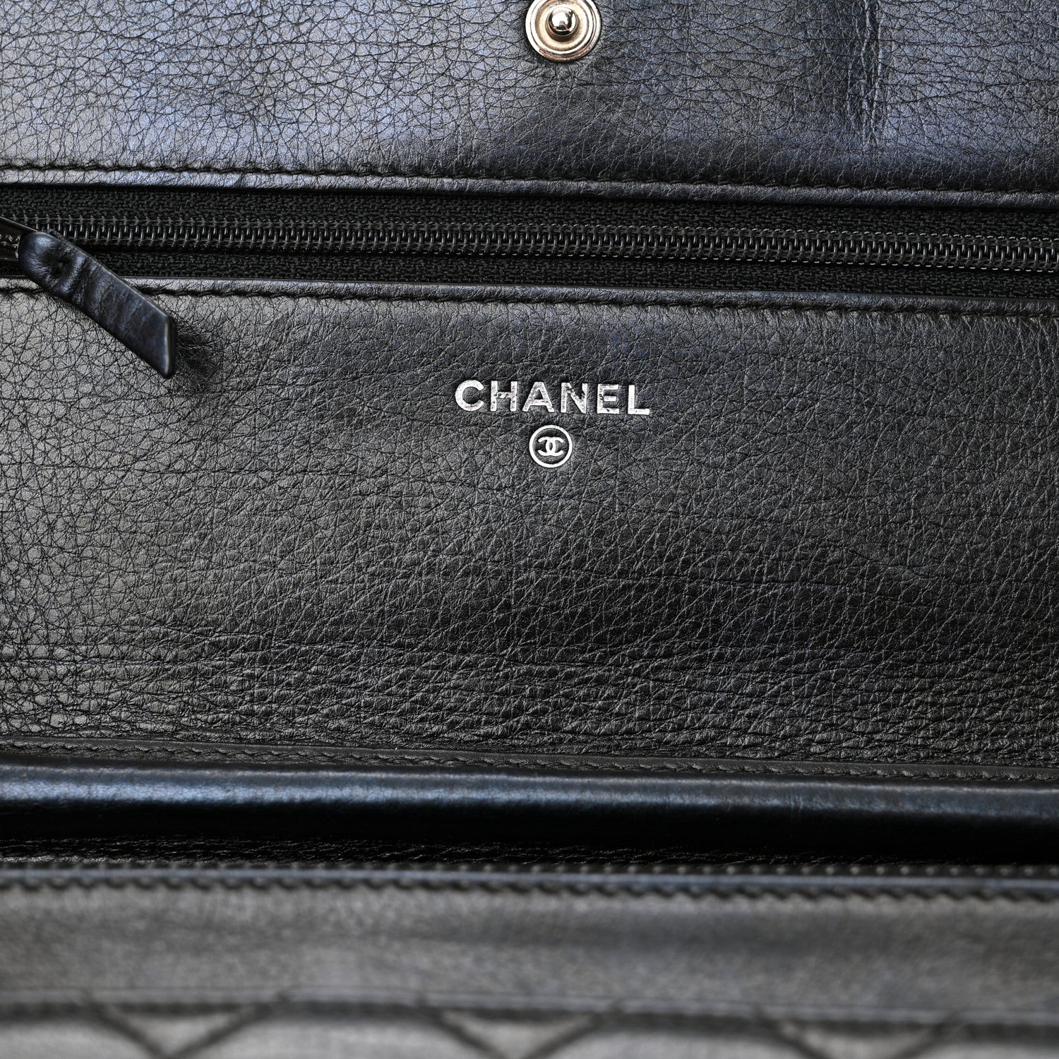 Chanel Metallic Calfskin Quilted Boy Wallet On Chain WOC Navy Blue 6 of 16