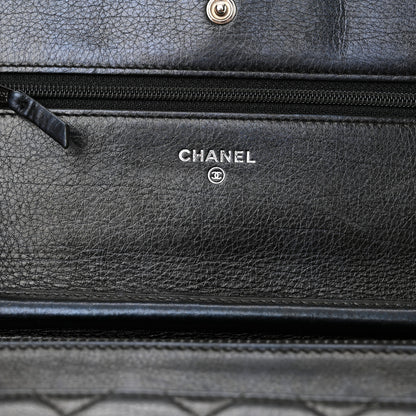 Chanel Metallic Calfskin Quilted Boy Wallet On Chain WOC Navy Blue 6 of 16