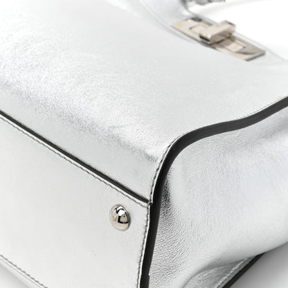 Fendi Vitello Catalan Mirror Medium Peekaboo Iconic Satchel Argento 17 of 17