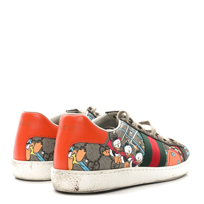 Gucci X DISNEY GG Supreme Monogram Web Donald Duck Womens Ace Sneakers 36.5 Beige New Acero Orange 5 of 11