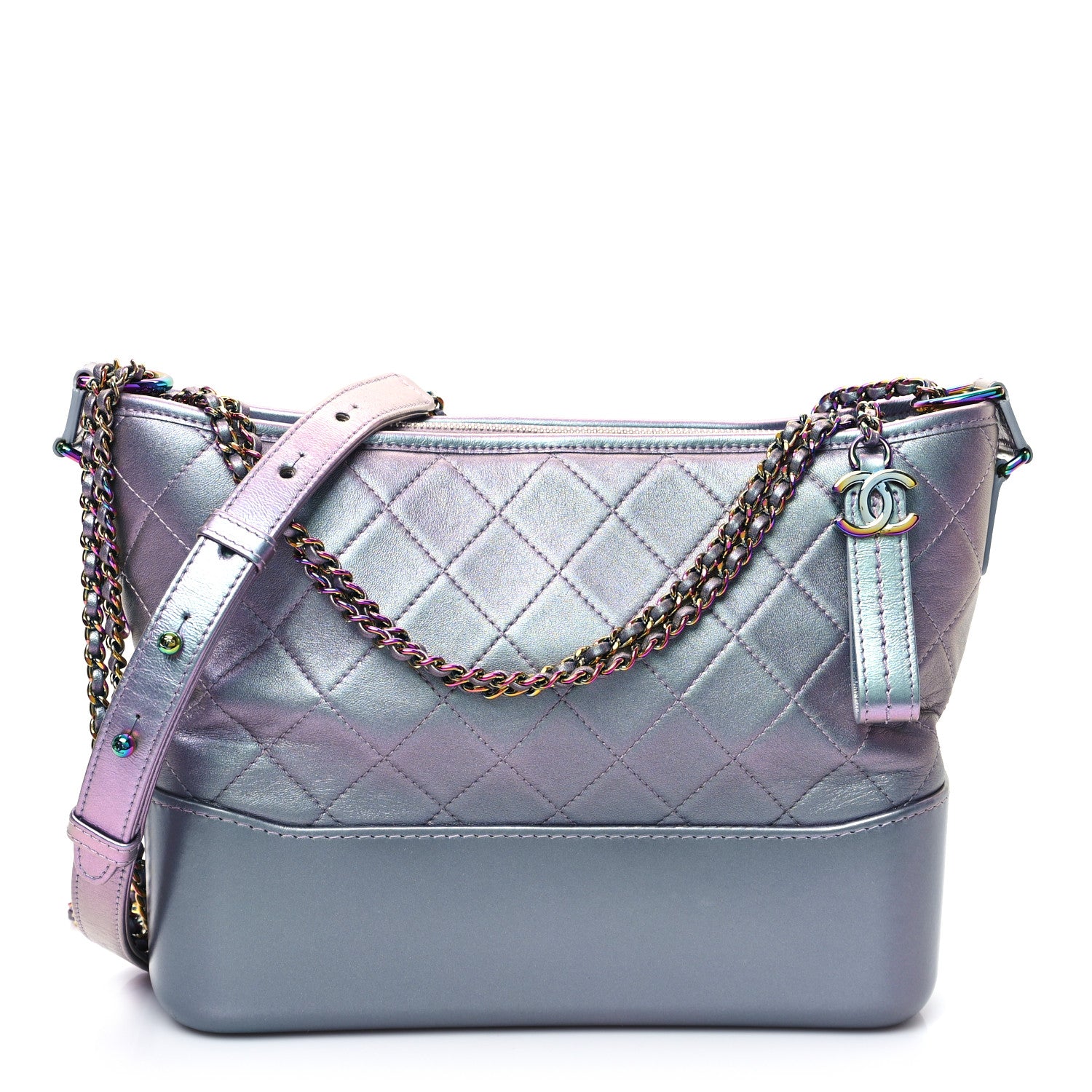 Chanel Iridescent Lambskin Calfskin Quilted Medium Gabrielle Hobo Light Purple 1 of 10