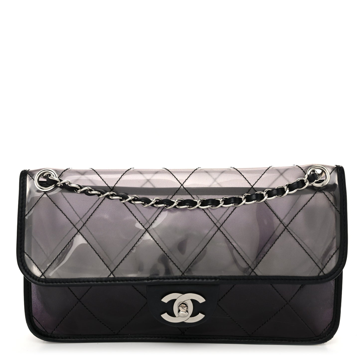 Vinyl Quilted Degrade Jumbo Single Flap Black