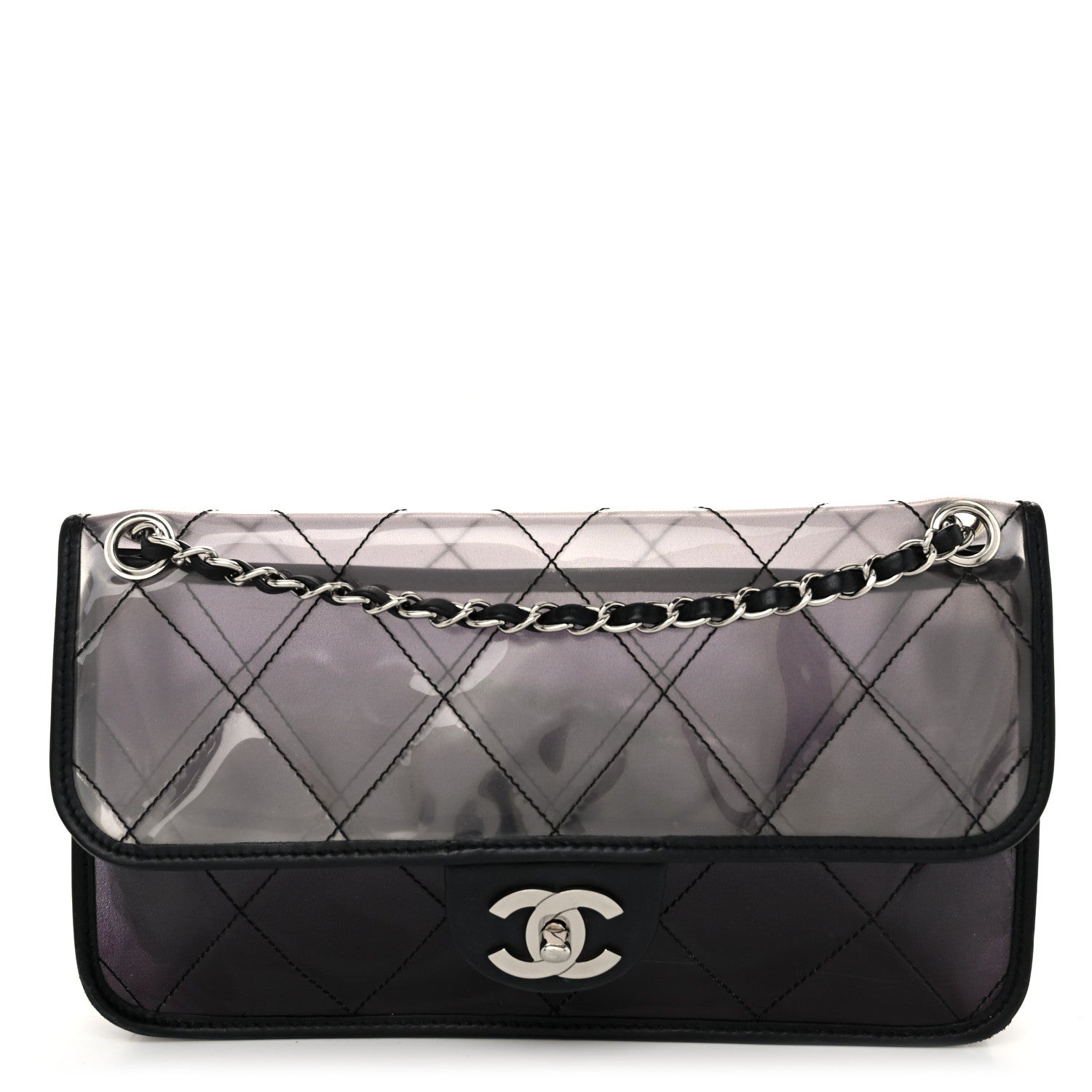 Chanel Vinyl Quilted Degrade Jumbo Single Flap Black 1 of 12