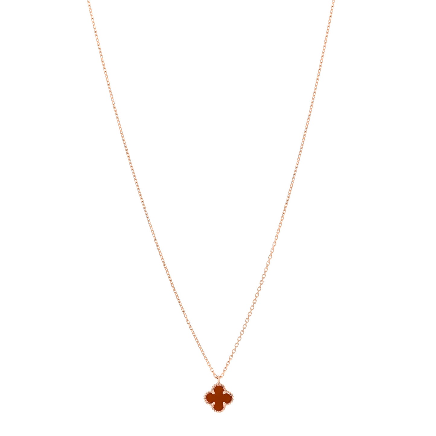18K Rose Gold Carnelian Sweet Alhambra Pendant Necklace