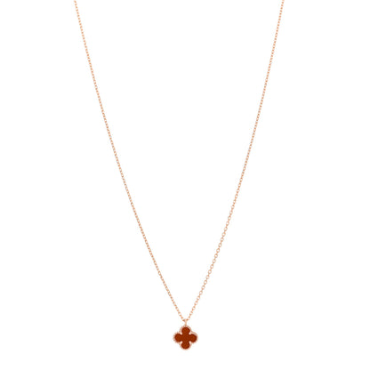 Van Cleef & Arpels 18K Rose Gold Carnelian Sweet Alhambra Pendant Necklace 1 of 6