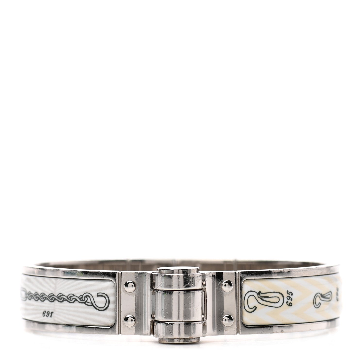 Hermes Enamel Printed Narrow Manufacture de Boucleries Hinged Bracelet S 1 of 5
