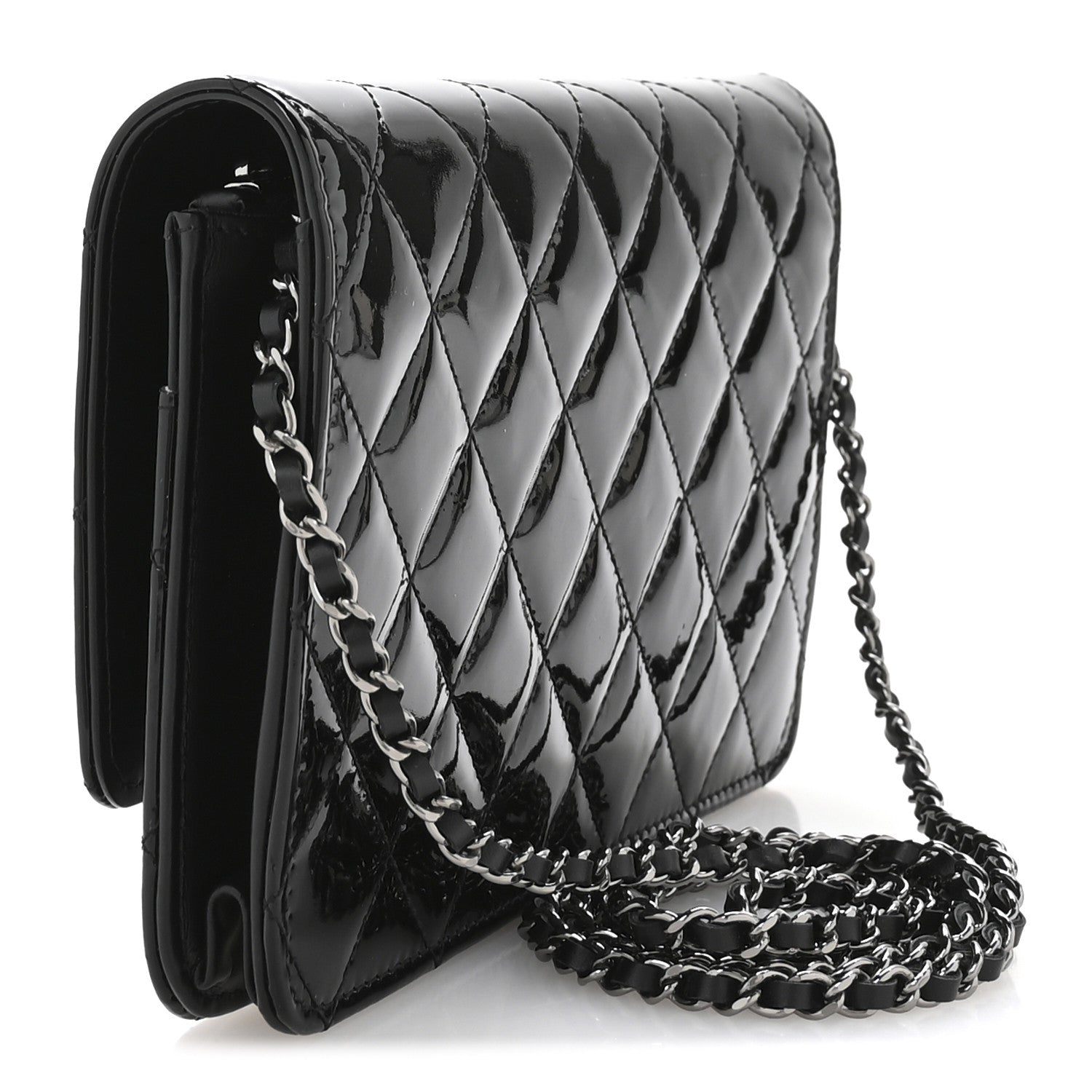 Chanel Patent Quilted Golden Class Wallet on Chain WOC Black 3 of 12