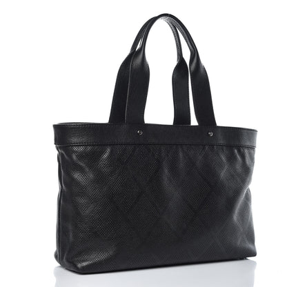 Chanel Goatskin Perforated Large CC Tote Black 3 of 11