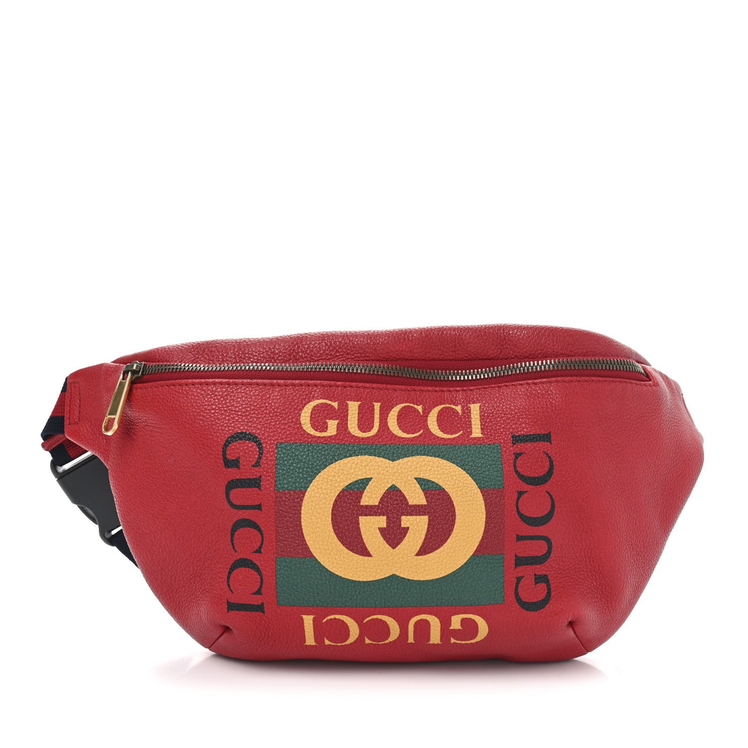 Gucci Grained Calfskin Logo Belt Bag Hibiscus Red 1 of 10