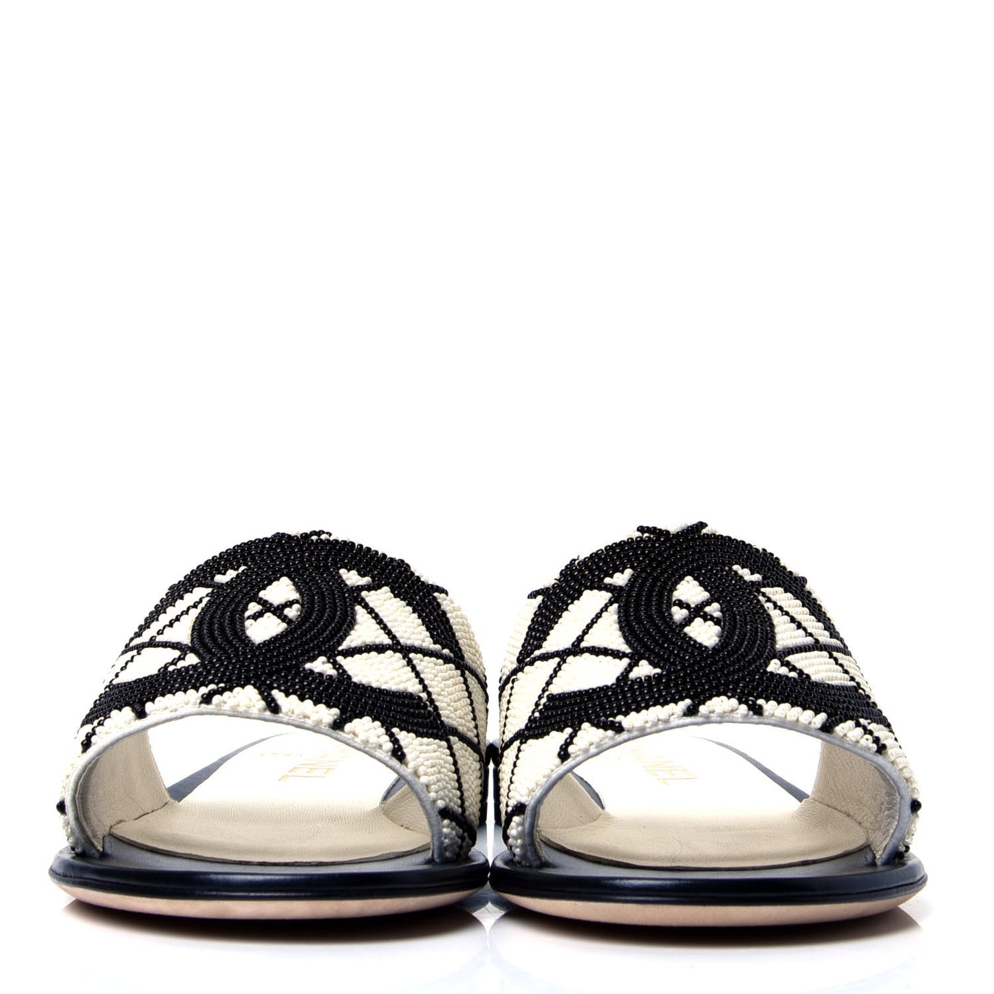 Pearl Embroidery CC Mules 36 Black White