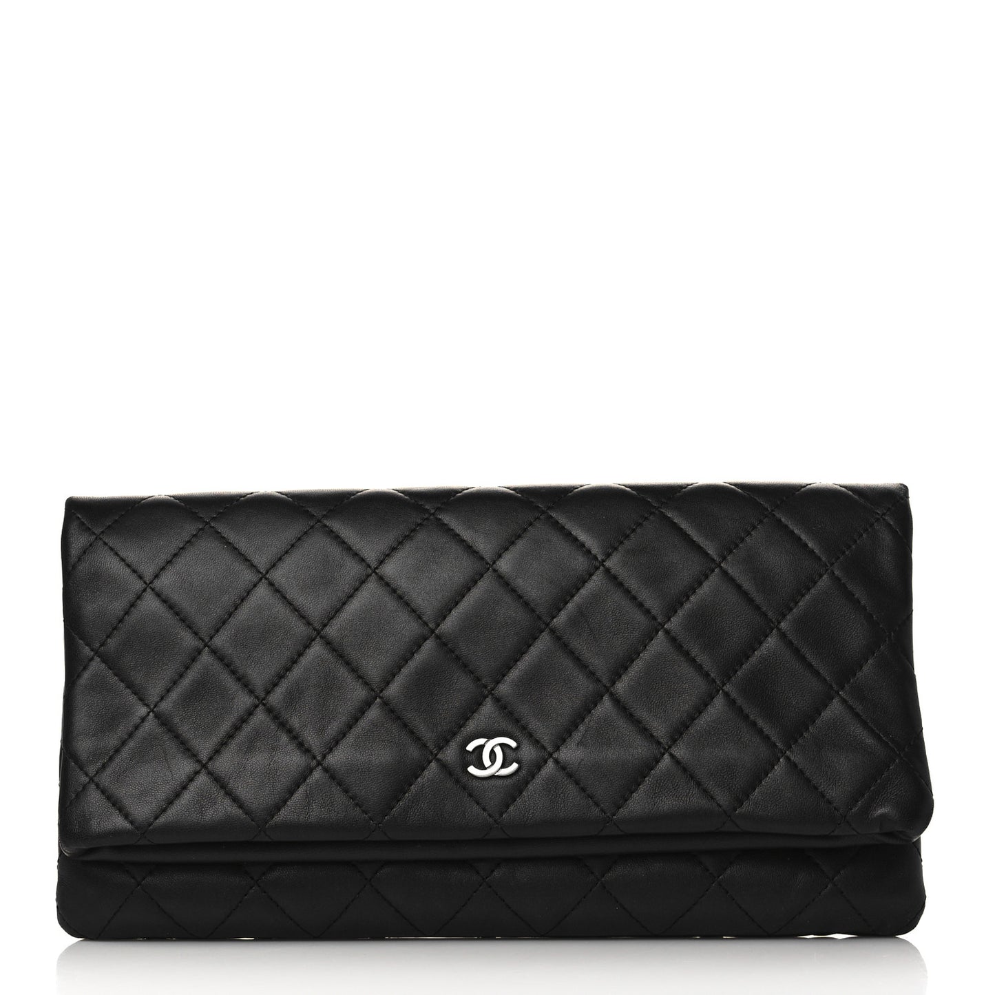 Lambskin Quilted CC Beauty Clutch Black