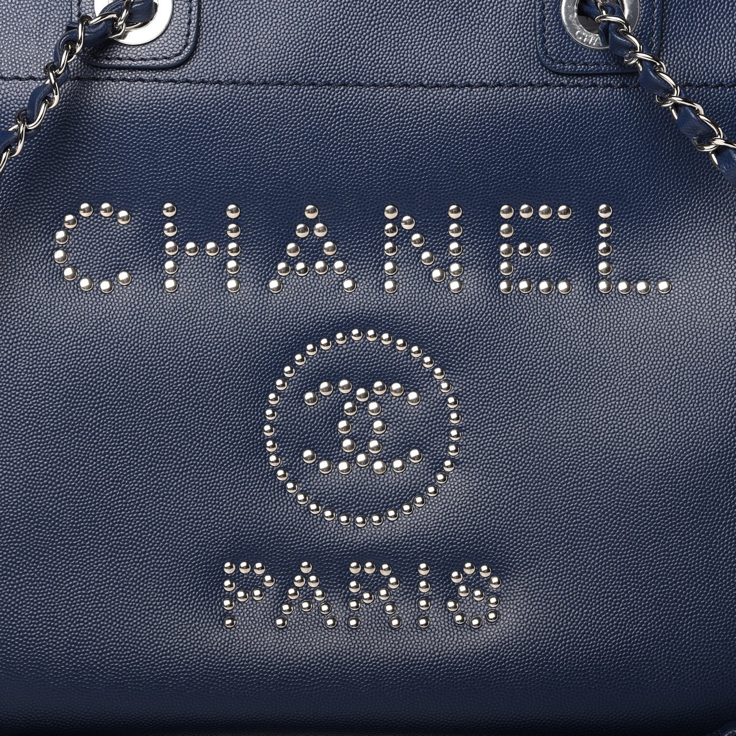 Chanel Caviar Small Studded Deauville Tote Navy 11 of 11