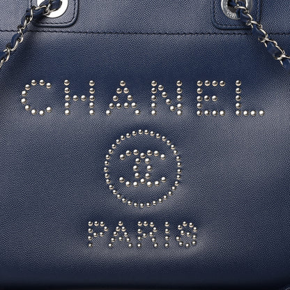 Chanel Caviar Small Studded Deauville Tote Navy 11 of 11