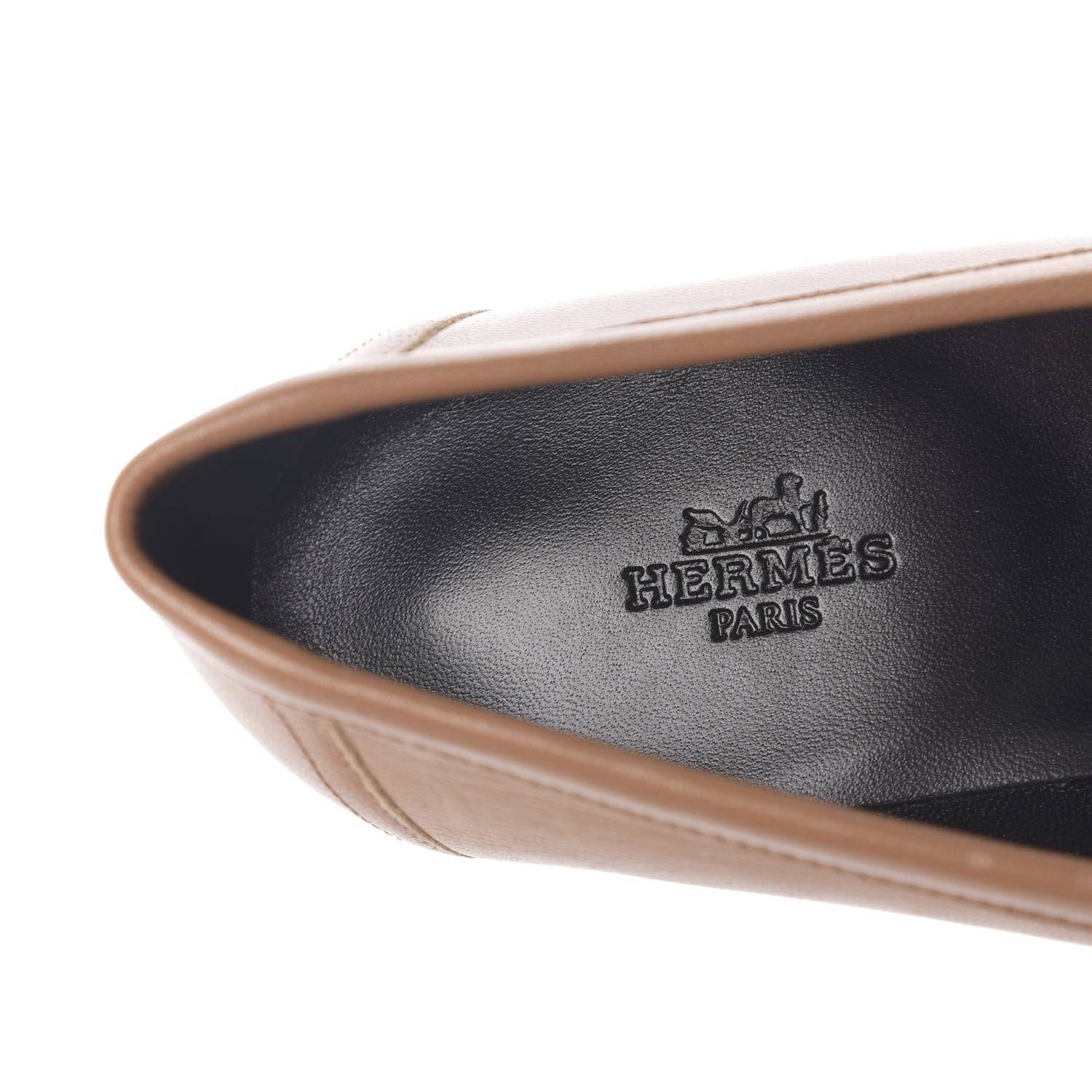 Hermes Goatskin Womens Paris Loafers 36.5 Etoupe 9 of 12