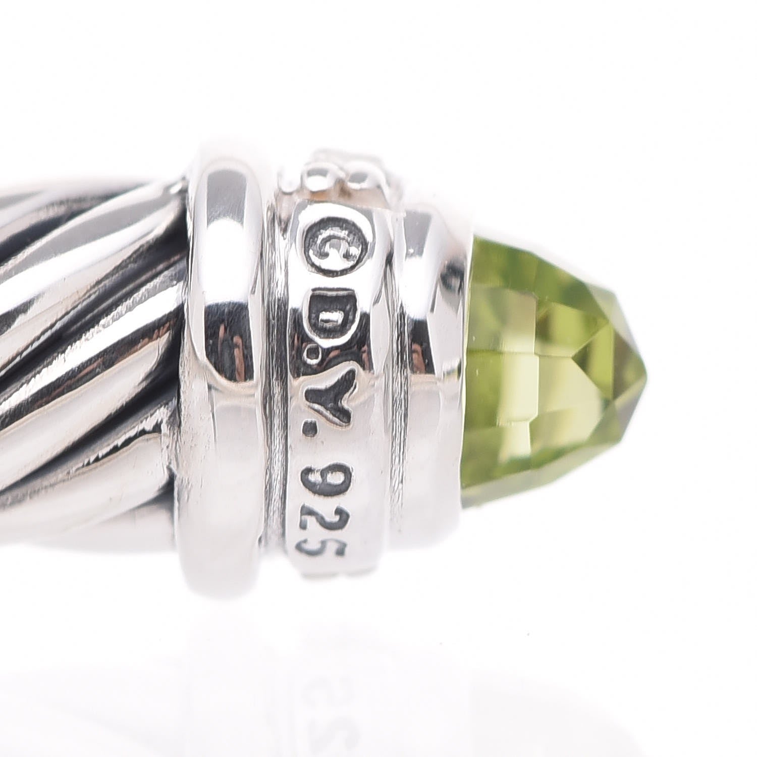 David Yurman Sterling Silver Diamond Peridot 5mm Cable Classics Bracelet 4 of 5