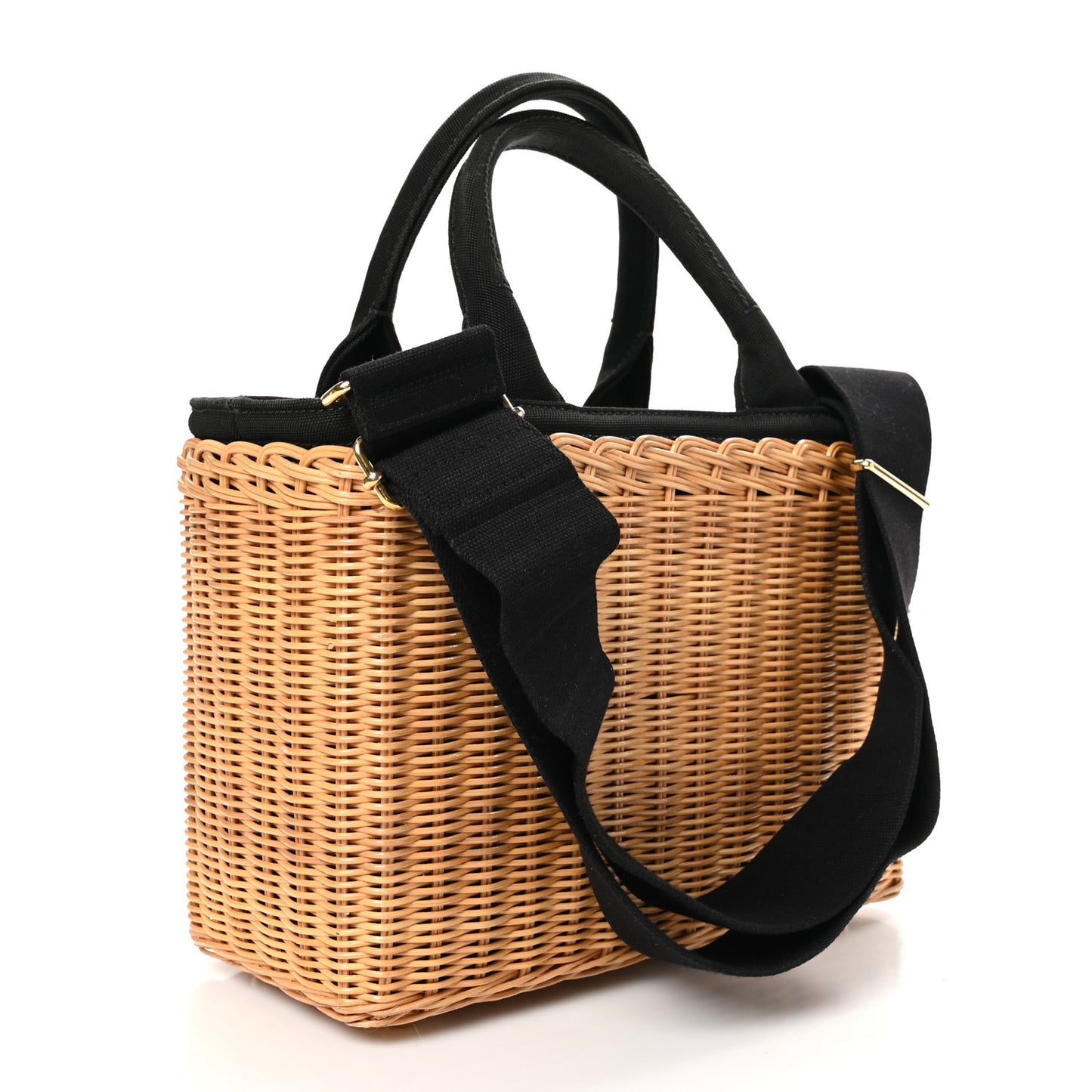 Wicker Canvas Tote Naturale Black