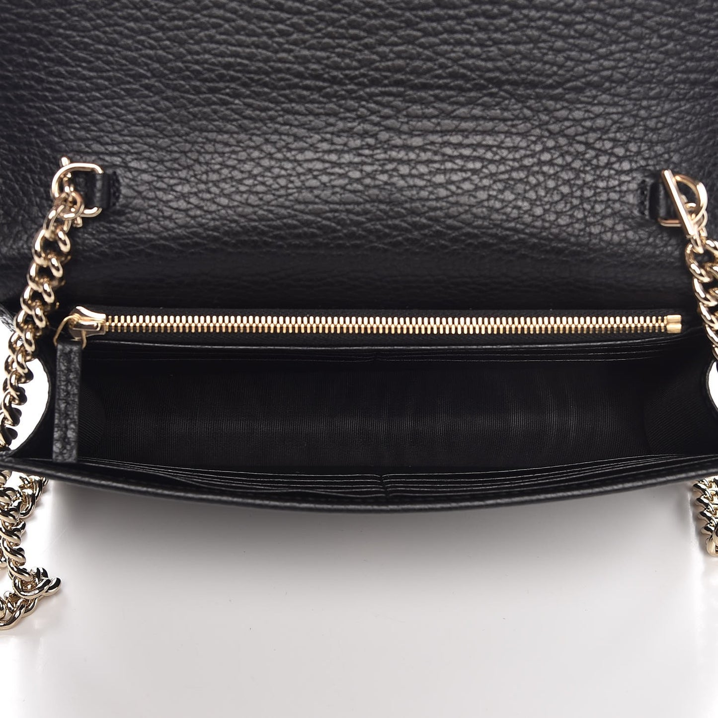 Dollar Calfskin Interlocking G Chain Wallet Black