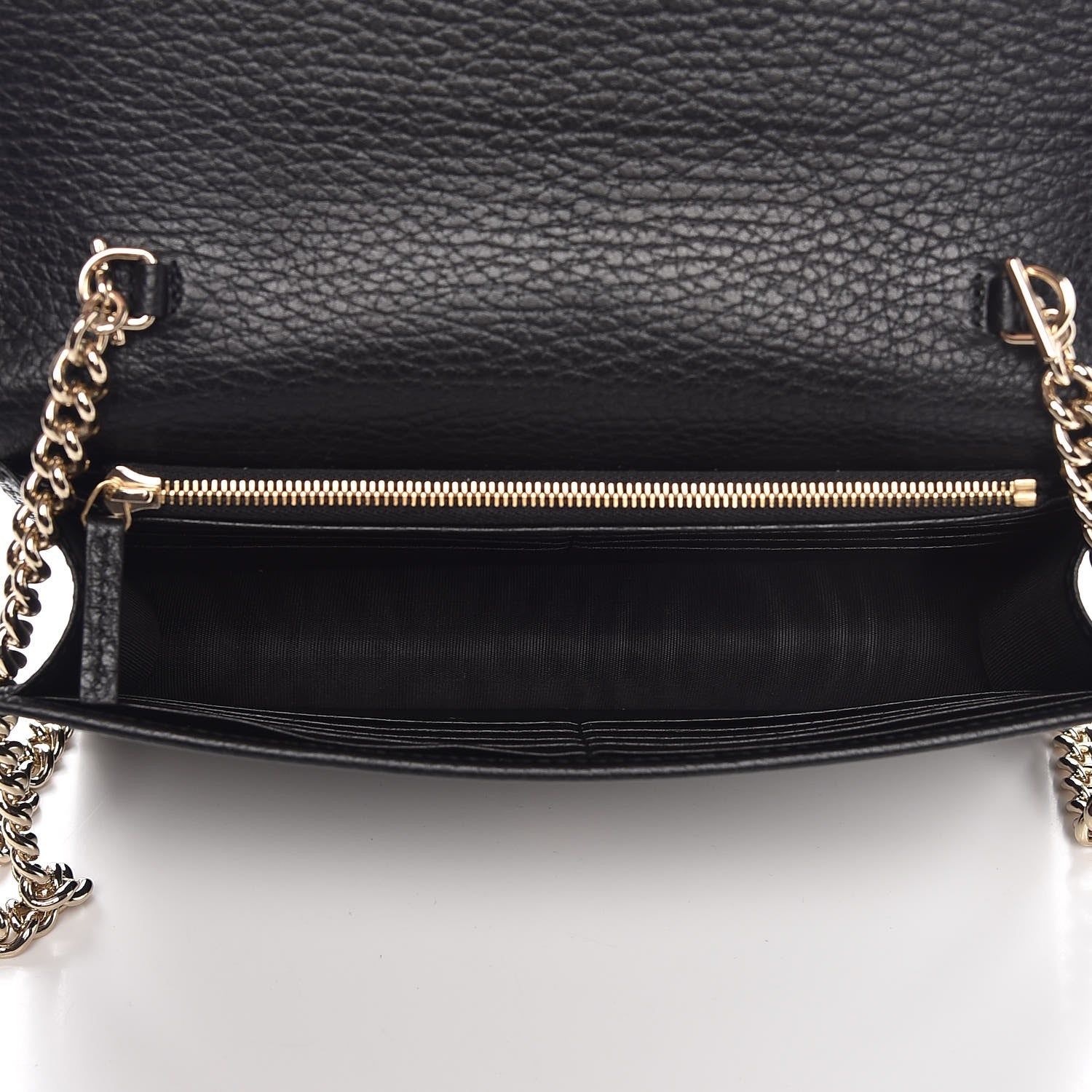 Gucci Dollar Calfskin Interlocking G Chain Wallet Black 5 of 8