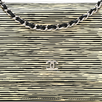 Chanel Patent Striped Wallet On Chain WOC Black 8 of 11