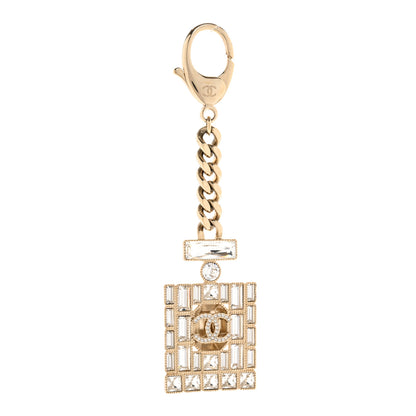 Chanel Crystal CC Perfume Key Chain Charm Gold 1 of 3