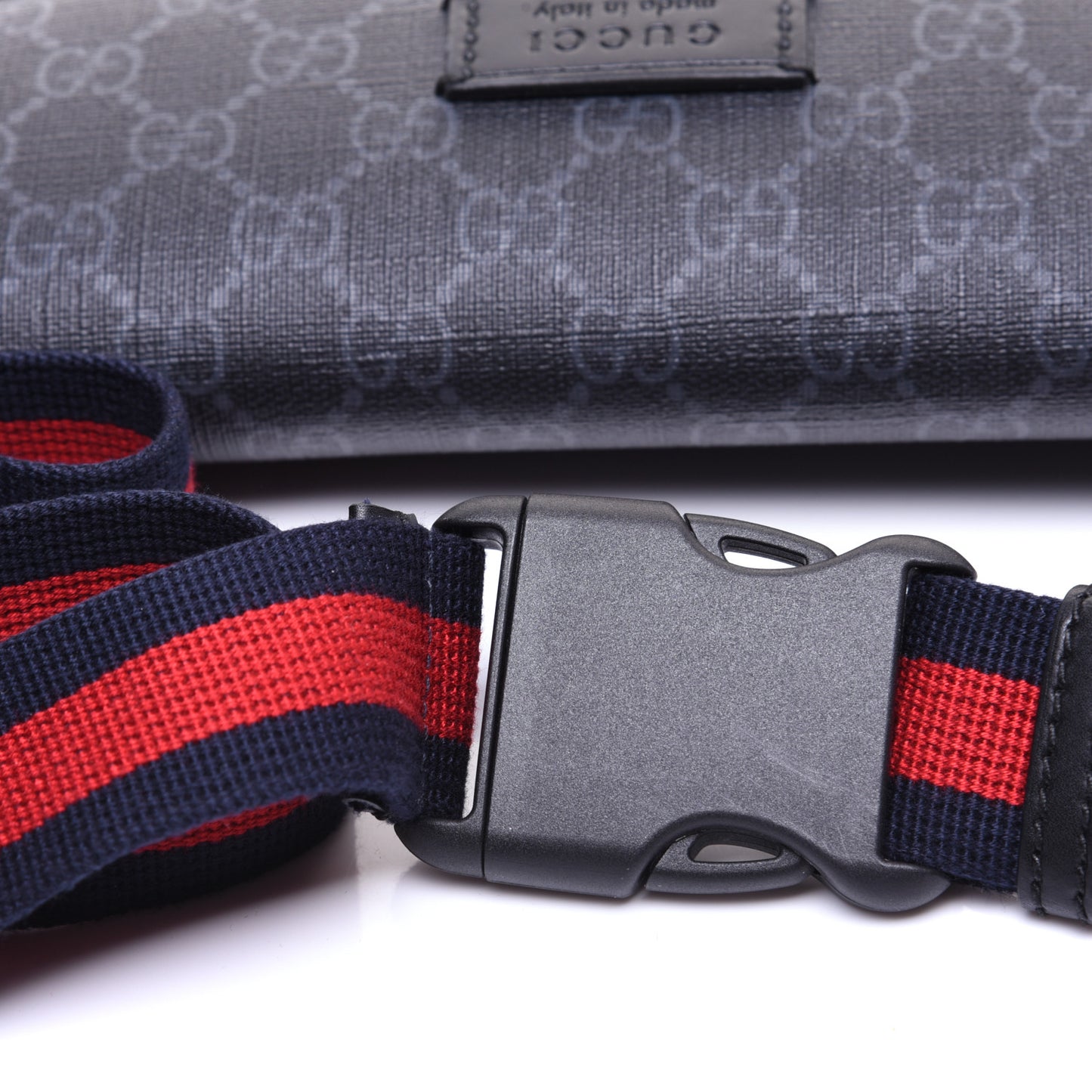 GG Supreme Monogram Web Slim Belt Bag Black Grey