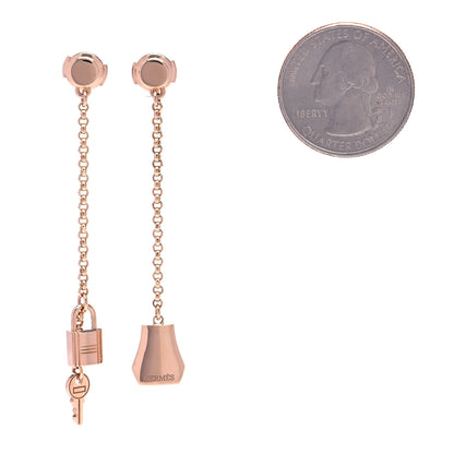 Hermes 18K Rose Gold Kelly Clochette Earrings 2 of 7