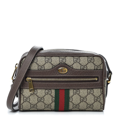 Gucci GG Supreme Monogram Web Mini Ophidia Shoulder Bag Brown 1 of 10