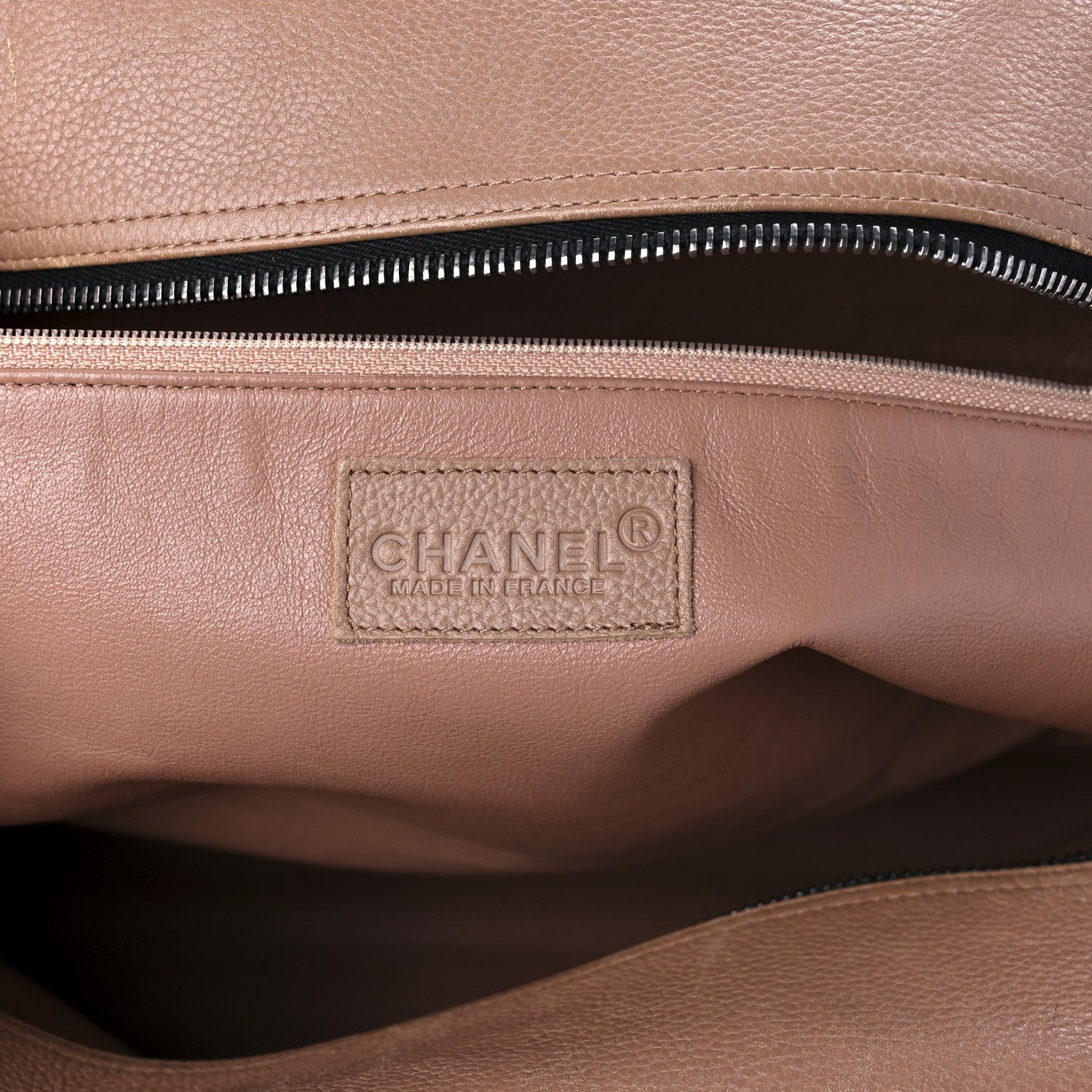 Chanel Caviar Patent Quilted Large Bowler Bag Beige Black 8 of 19