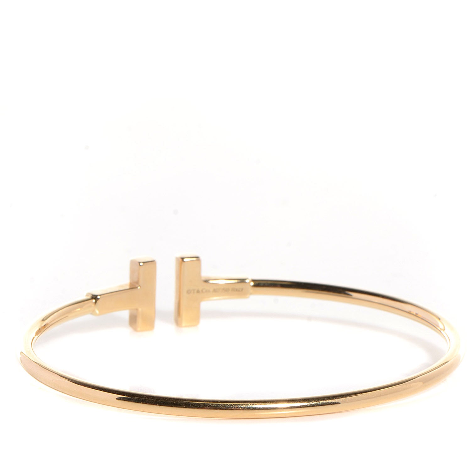 Tiffany 18K Yellow Gold Diamond T Wire Bracelet 3 of 5
