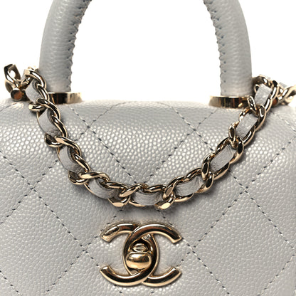 Chanel Caviar Quilted Nano Coco Handle Clutch With Chain Grey 9 of 11