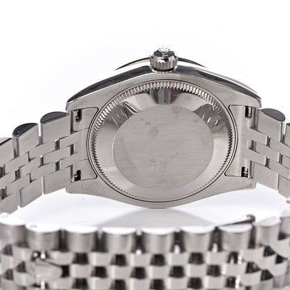 Rolex Stainless Steel 18K White Gold Diamond 31mm Oyster Perpetual Datejust Watch Black 178344 5 of 7