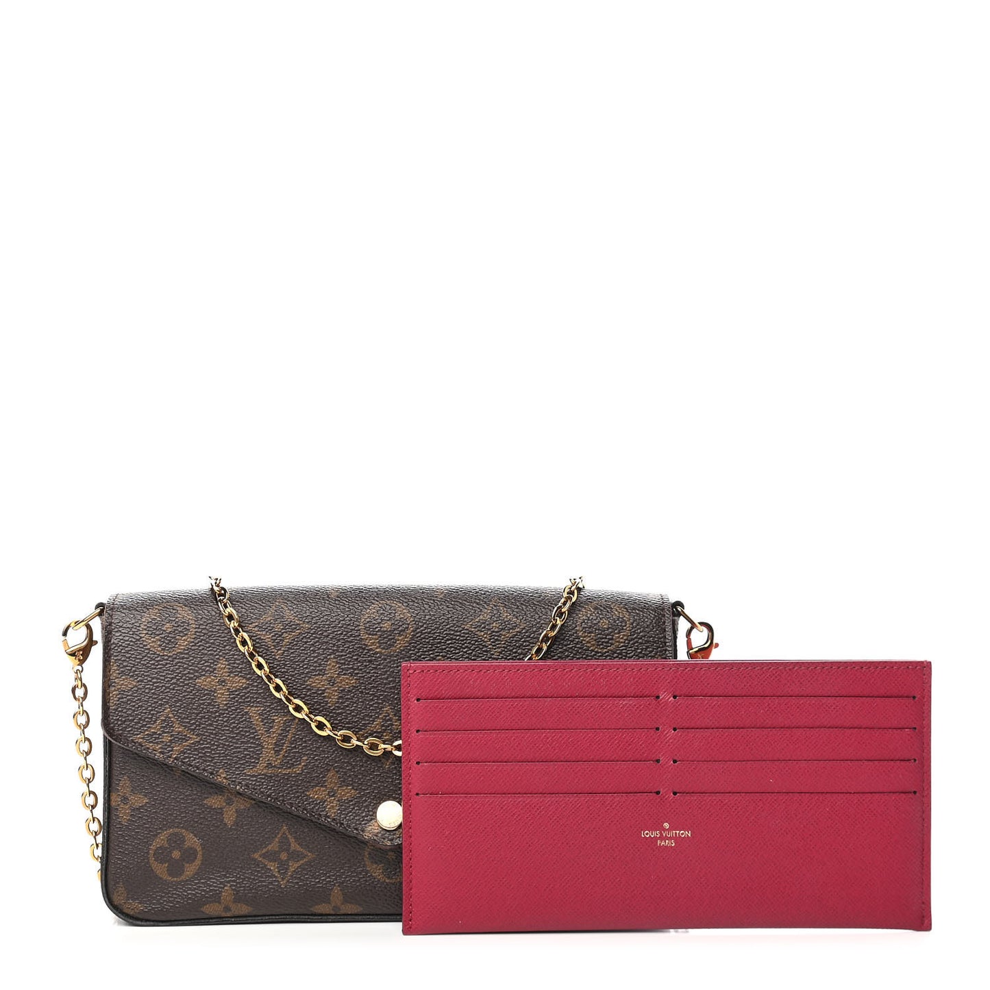 Monogram Pochette Felicie Chain Wallet Fuchsia