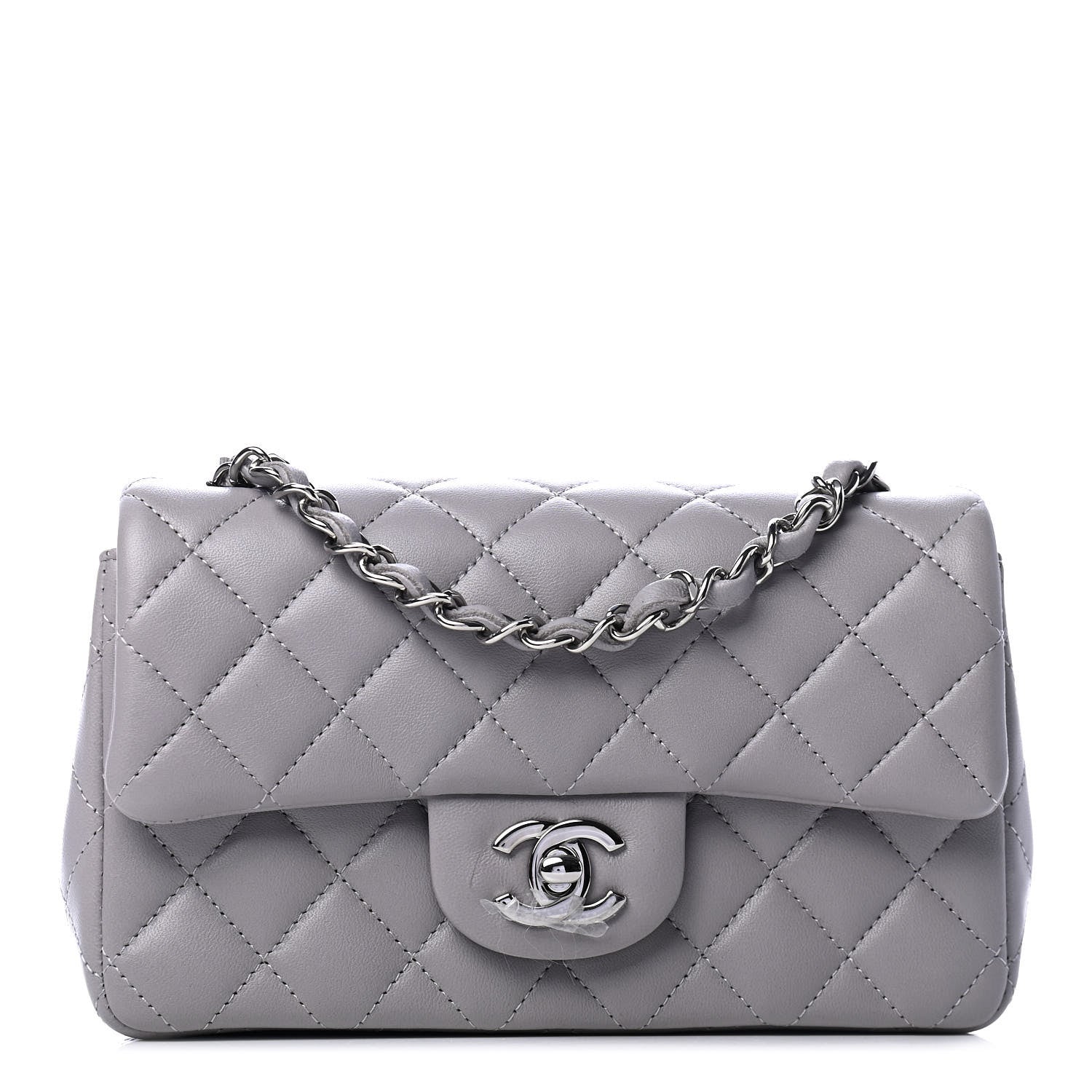 Chanel Lambskin Quilted Mini Rectangular Flap Grey 1 of 4