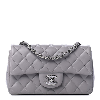 Chanel Lambskin Quilted Mini Rectangular Flap Grey 1 of 4
