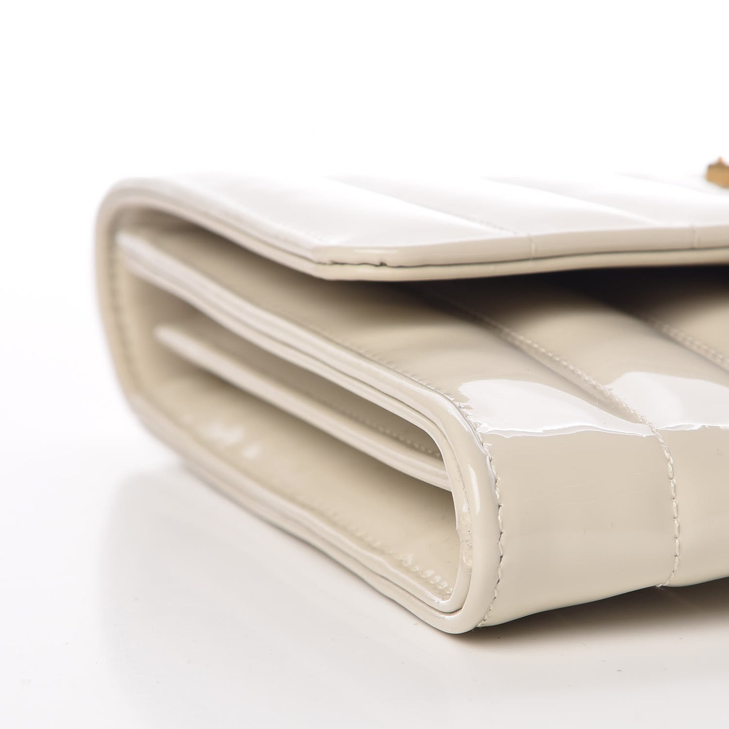 Patent Calfskin Matelasse Monogram Vicky Chain Wallet Off White