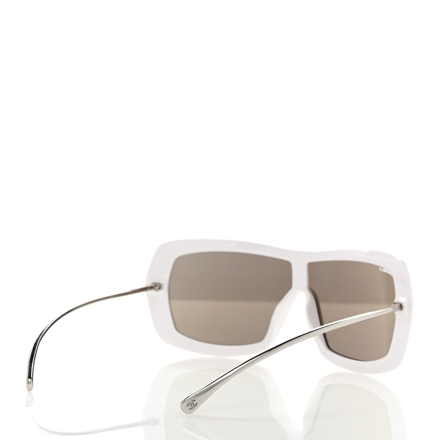 Chanel Acetate Metal Shield Sunglasses 71336A White 4 of 8