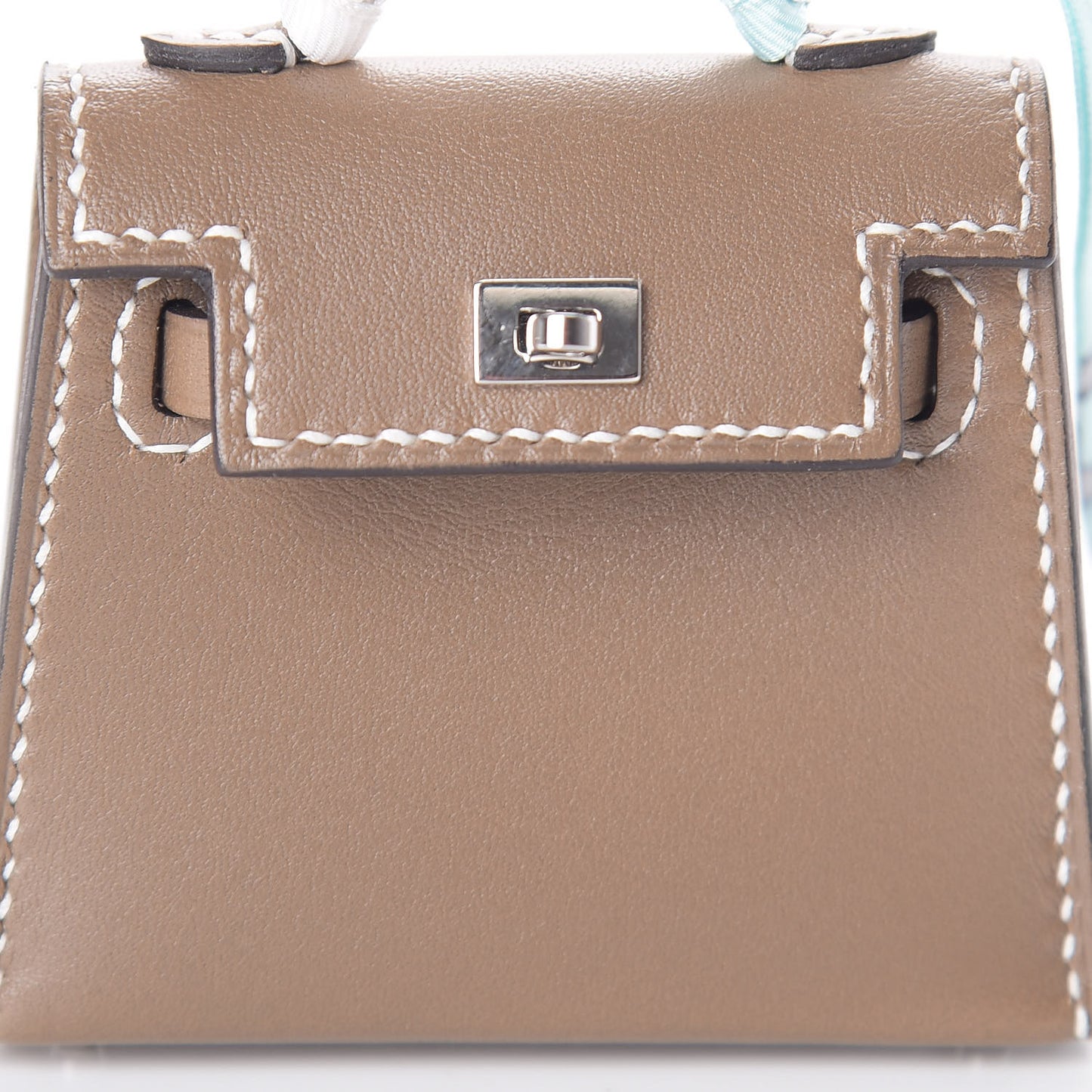 Tadelakt Mini Kelly Twilly Bag Charm Etoupe
