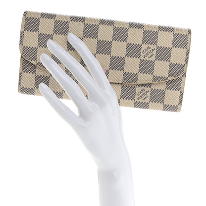 Louis Vuitton Damier Azur Emilie Wallet Rose Ballerine 2 of 10