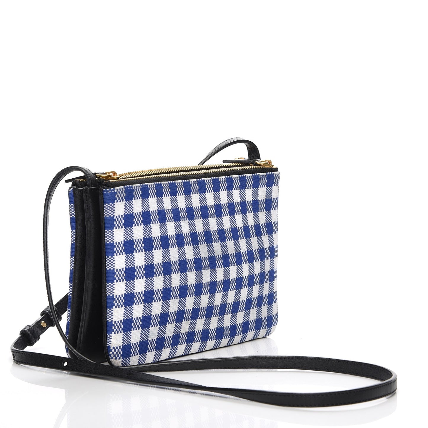 Gingham Lambskin Small Trio Crossbody Bag Cobalt