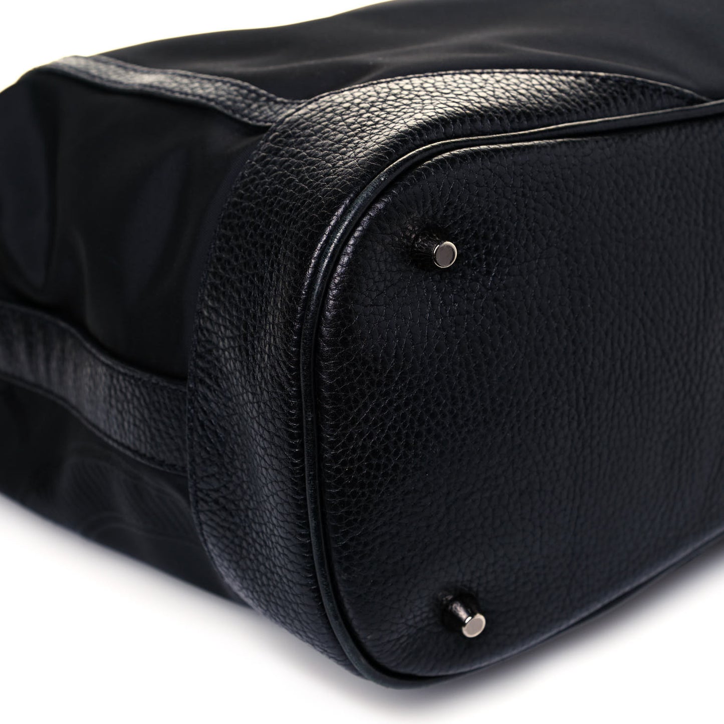 Nylon Calfskin Logo Hobo Black