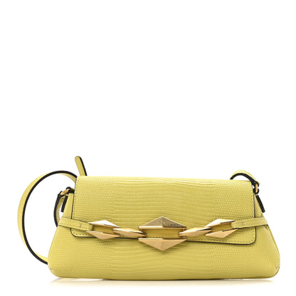 Jimmy Choo Lizard Embossed Diamond Shoulder Bag Yellow 1 of 10