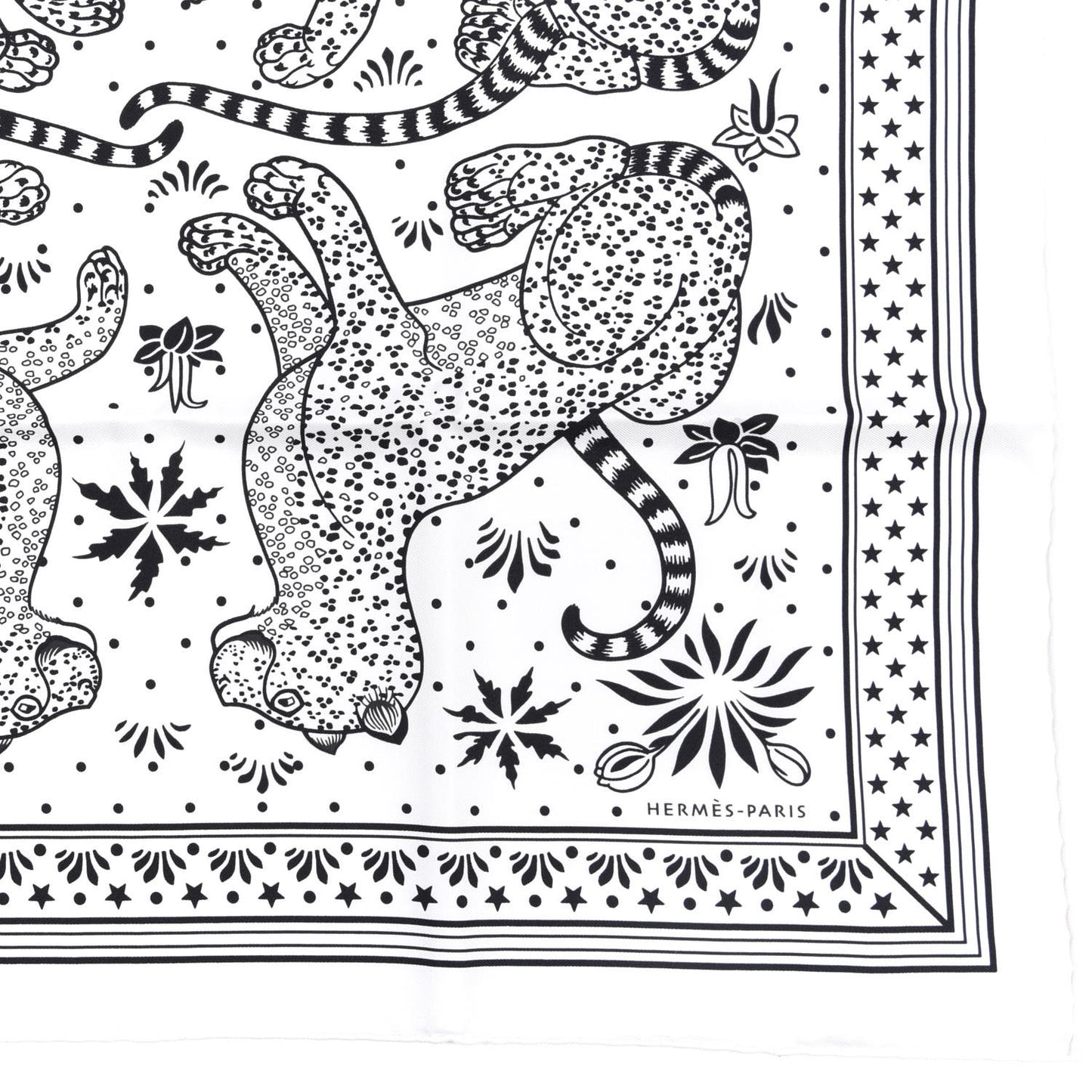 Silk Les Leopards Bandana Scarf 55 White Black