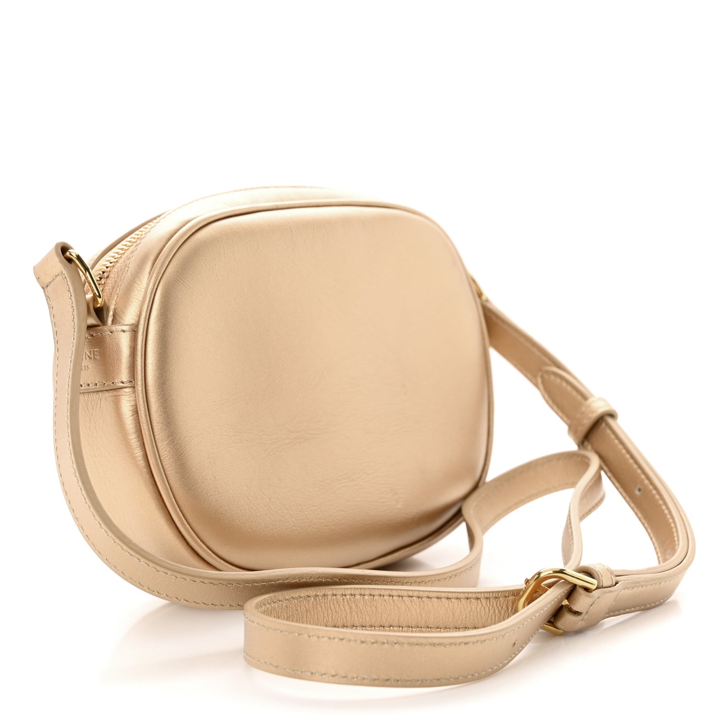 Laminated Calfskin Quilted Small C Charm Bag Gold