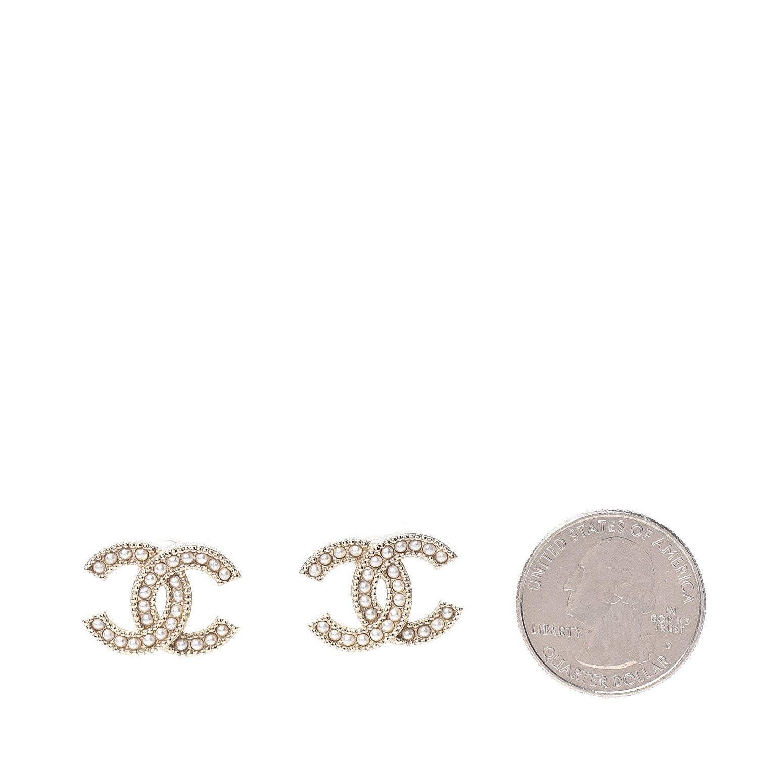 Chanel Pearl CC Earrings Light Gold 2 of 5