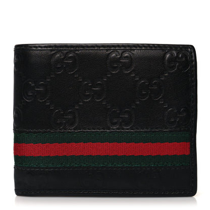 Gucci Guccissima Web Bi-Fold Wallet Black 1 of 9